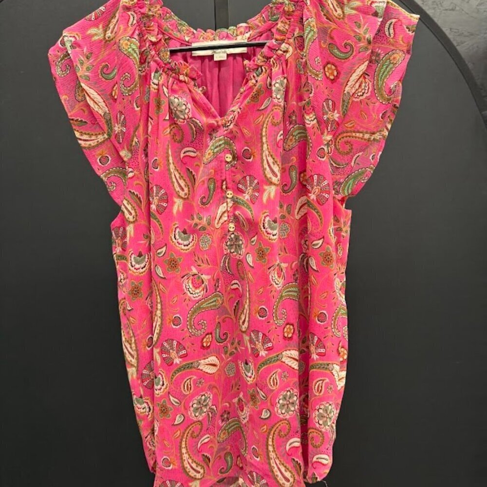 LOFT Pink Multicolor Paisley Blouse